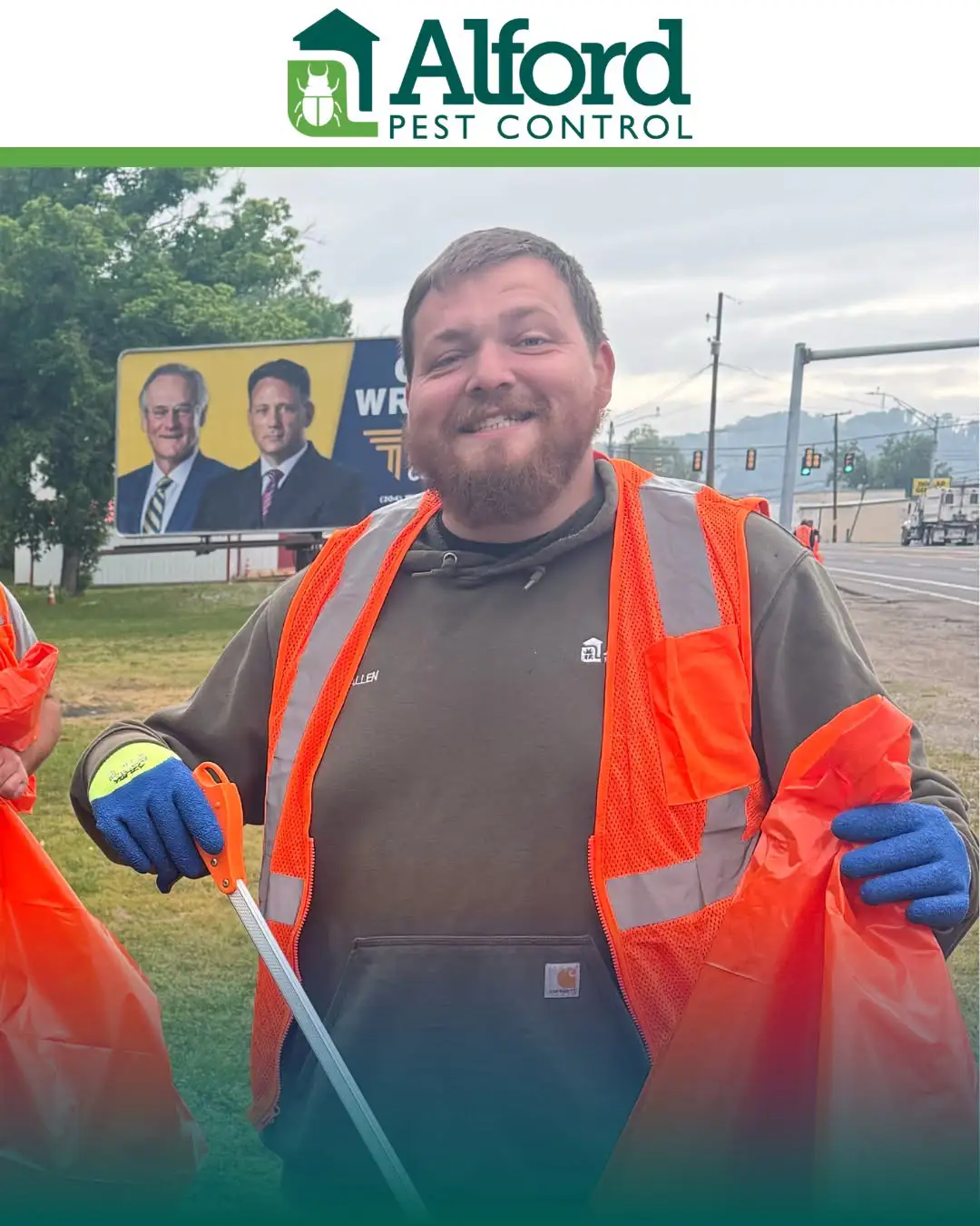 Alford Adopt-A-Highway cleanup crew