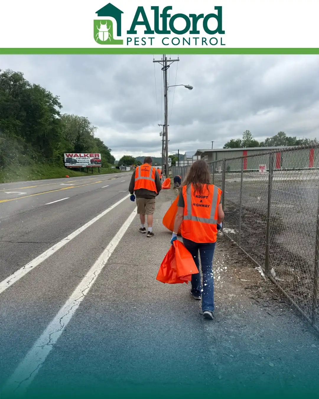 Alford team walking the Adopt-A-Highway route